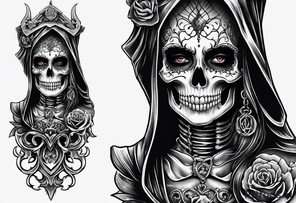 lady skeleton grim reaper satan tattoo idea
