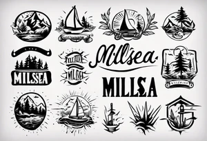 The word "MILLSEA", with an outdoors vibe. Block lettering tattoo idea