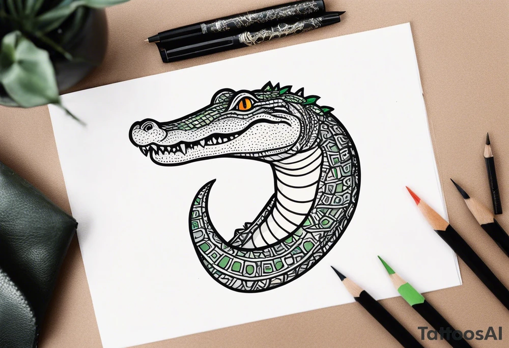 cute small crocodile tattoo idea