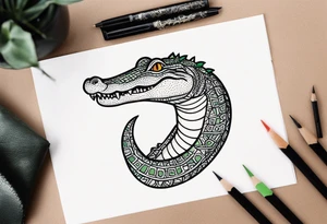 cute small crocodile tattoo idea