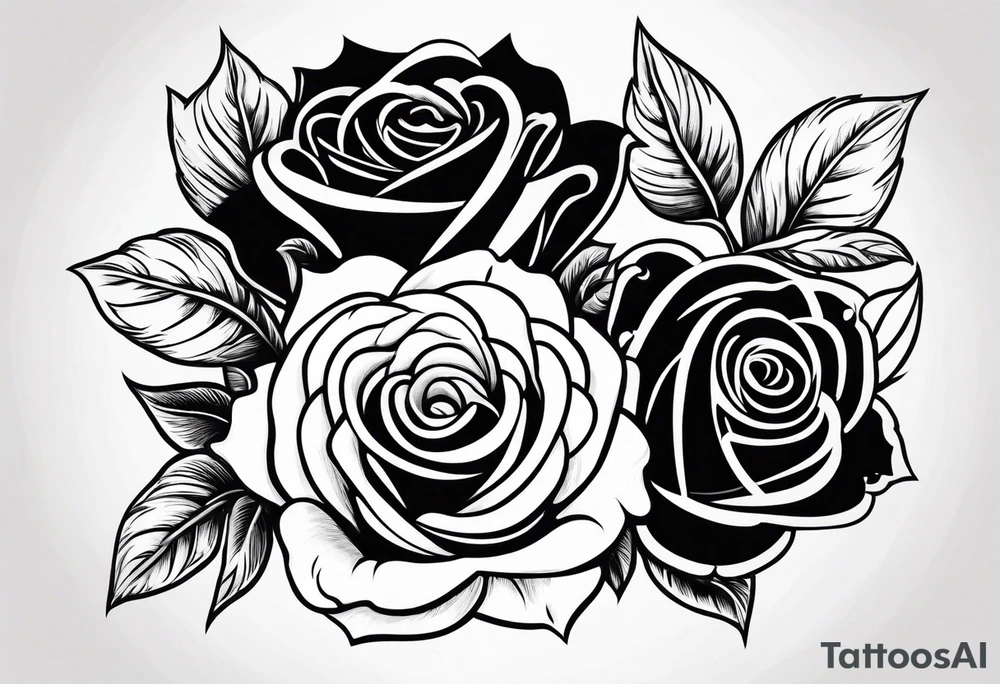 4 roses with a banner tattoo idea