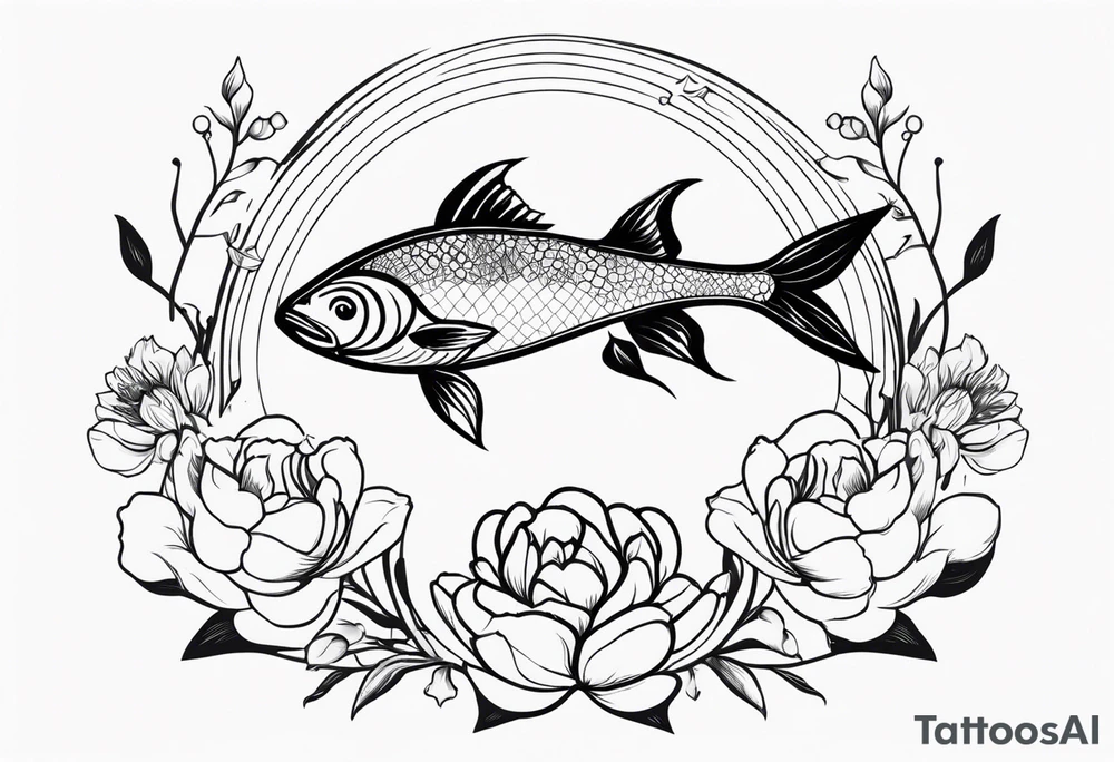 Pisces fish with Taurus birth flower in the middle tattoo idea Pisces fish with Taurus birth flower in the middle tattoo idea