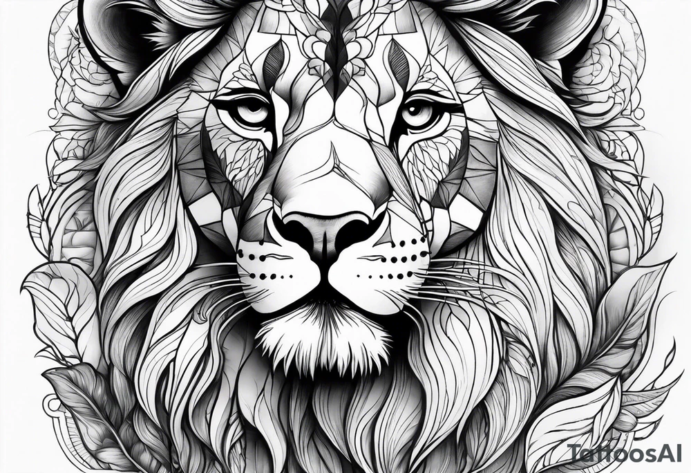 Female Lion with two cubs tattoo idea