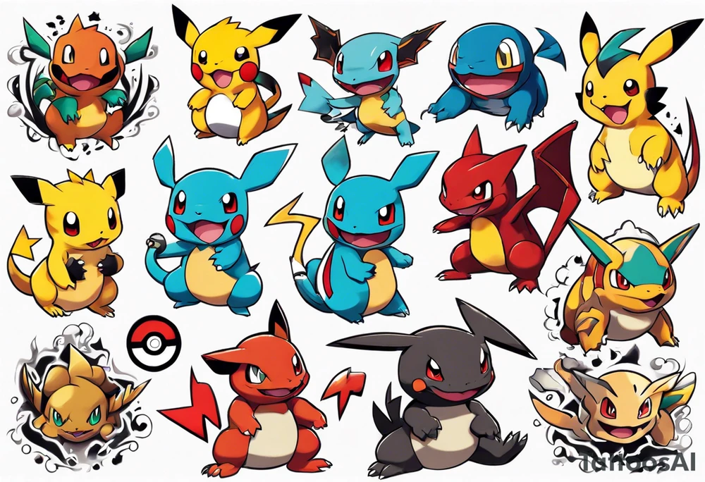 Pokemon arm sleeve tattoo idea