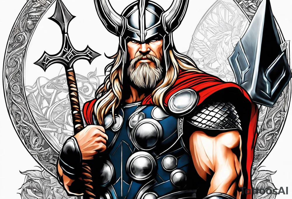 Thor with an Atheist "A" in the background tattoo idea