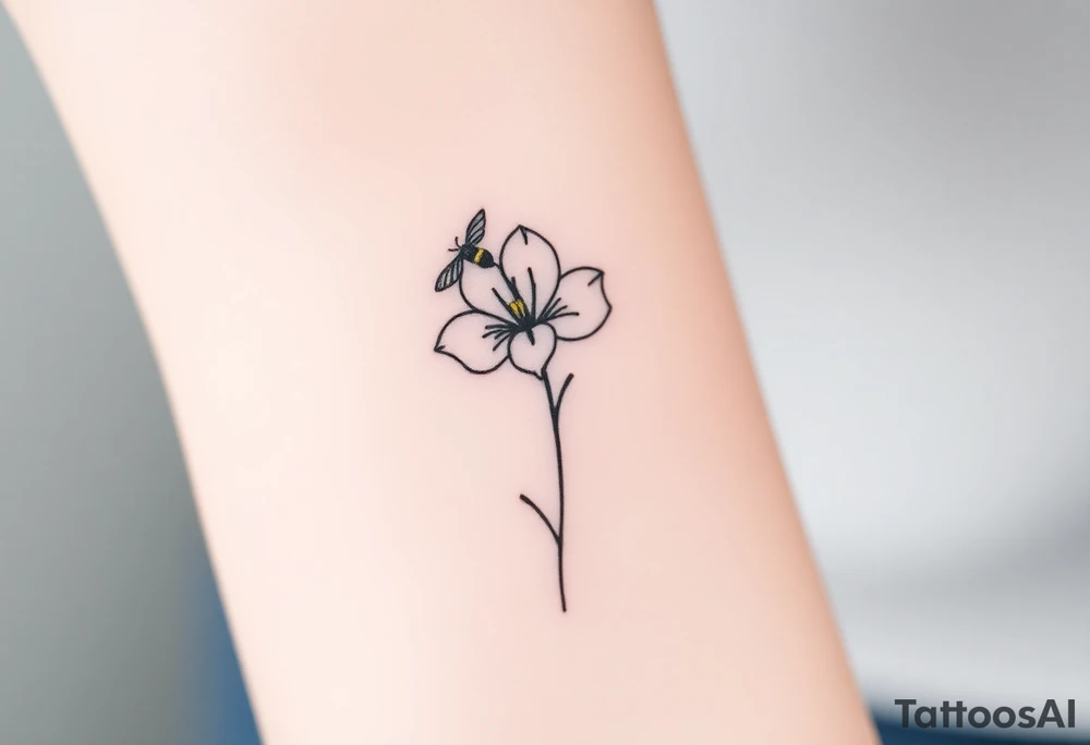 Trillium with a bumble bee hovering near it tattoo idea