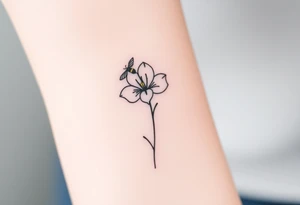 Trillium with a bumble bee hovering near it tattoo idea