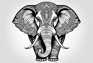 A Thai style design that is round and with an Asian elephant head facing forwards tattoo idea