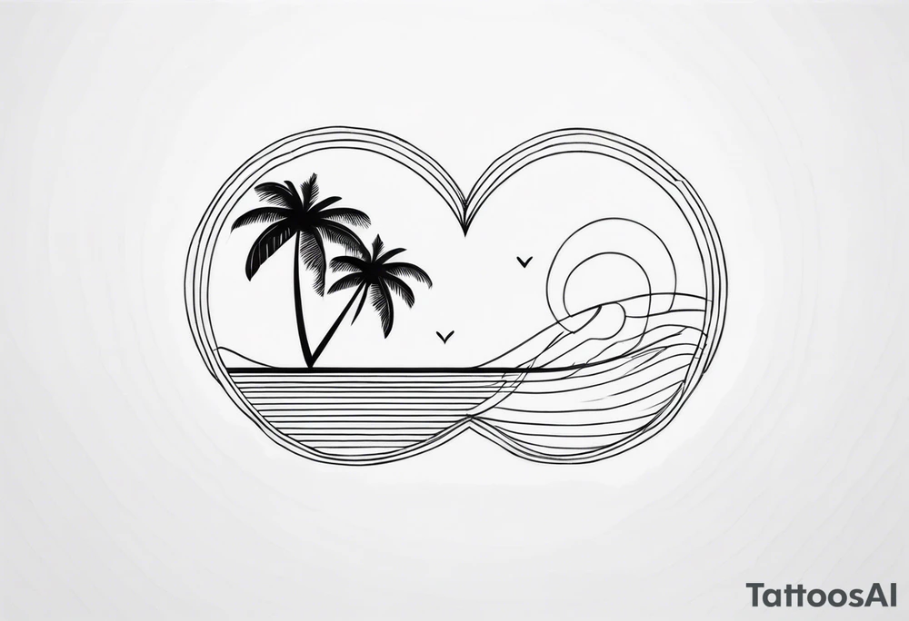 Inner arm , straight line Palm tree shell wave heart tattoo idea Inner arm , straight line Palm tree shell wave heart tattoo idea