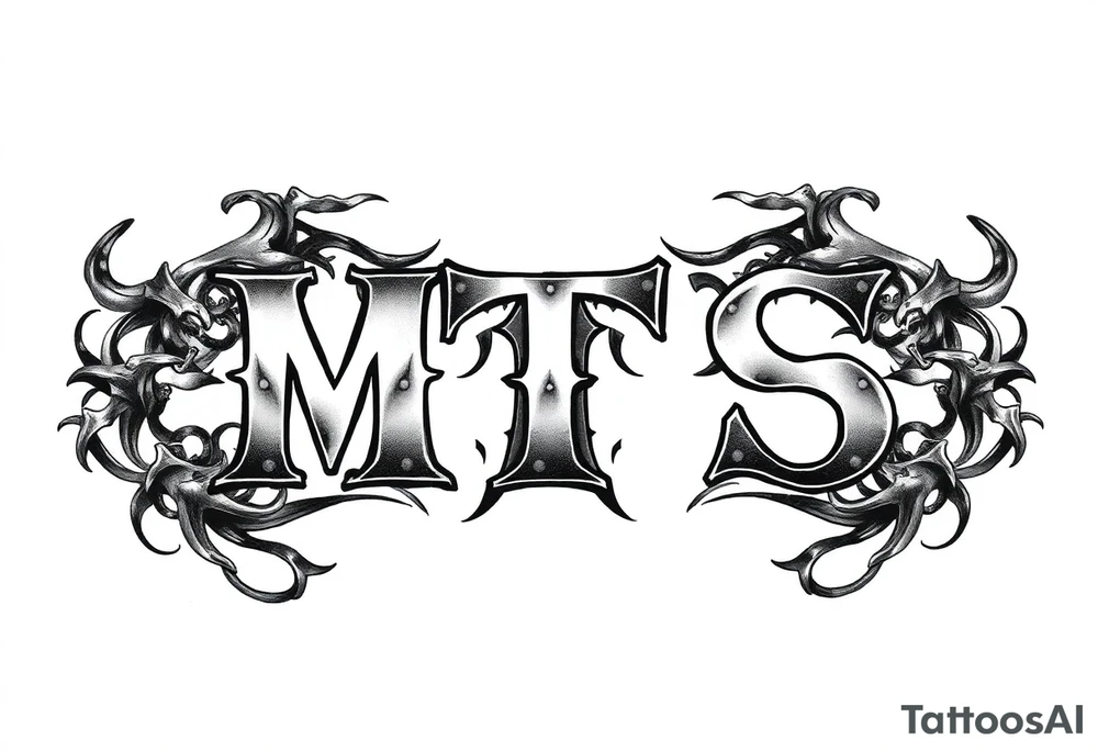 Mechanical style with the letters MTS tattoo idea
