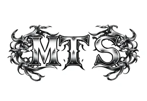 Mechanical style with the letters MTS tattoo idea