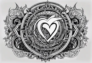 a incubus insignia tattoo. the tattoo needs to have a heart in the center. i want the whole tattoo to be liney and sharp. tattoo idea