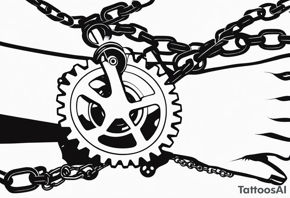 bicycle gear and chain around wrist tattoo idea
