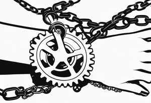 bicycle gear and chain around wrist tattoo idea