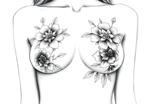 Chest sternum under boob floral tattoo tattoo idea
