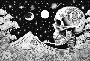 Universe with a skeleton tattoo idea