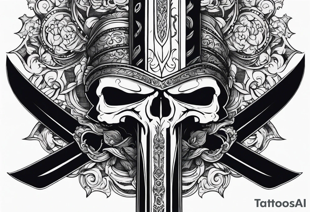Sword with skull through the head tattoo idea