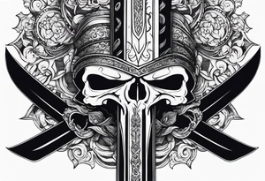 Sword with skull through the head tattoo idea