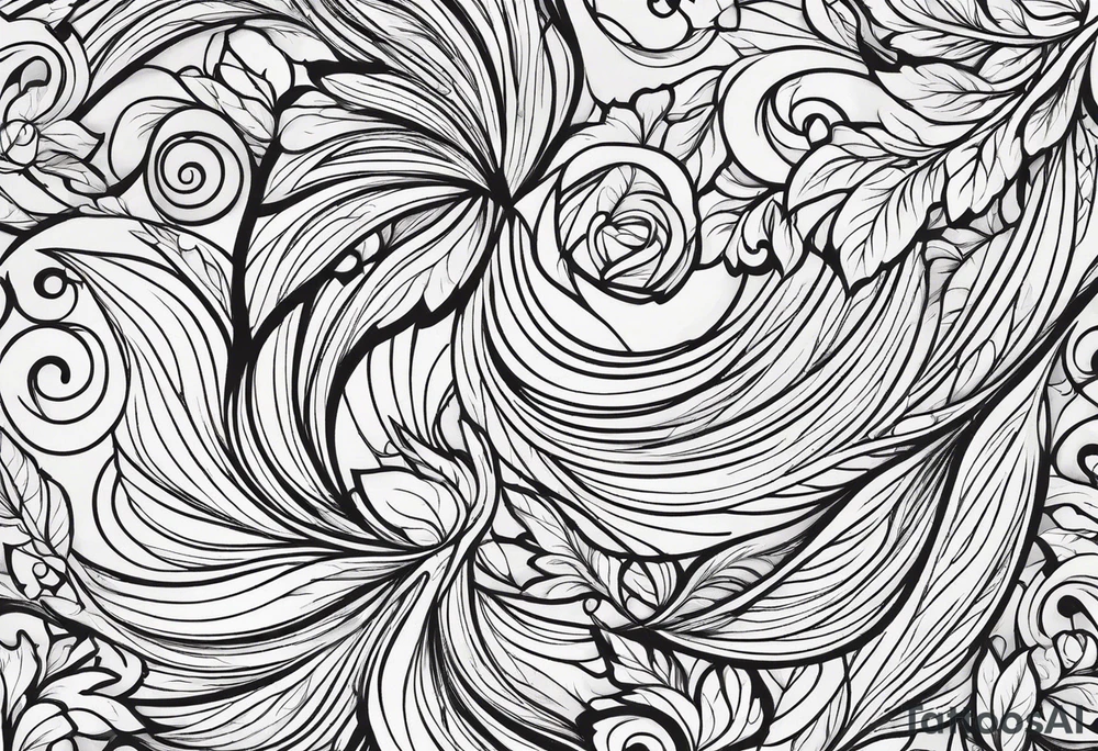swirly leaves, minimalist, smooth tattoo idea