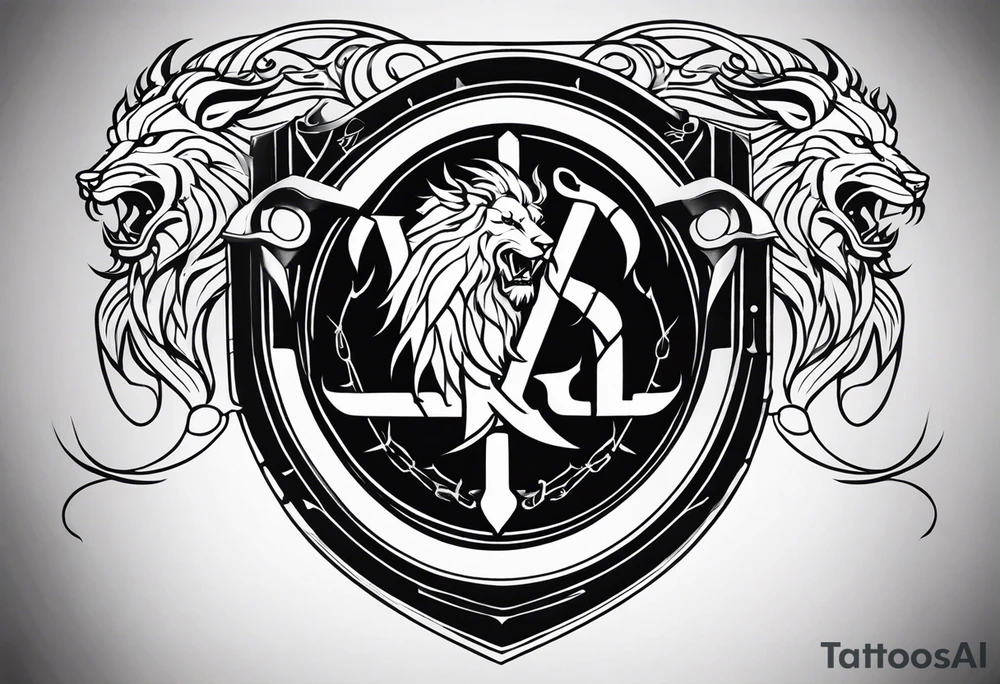 Valhalla shield sword lion dragon runes tattoo idea