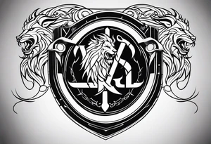 Valhalla shield sword lion dragon runes tattoo idea