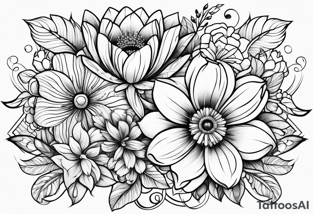 ornaments of flowers tattoo idea