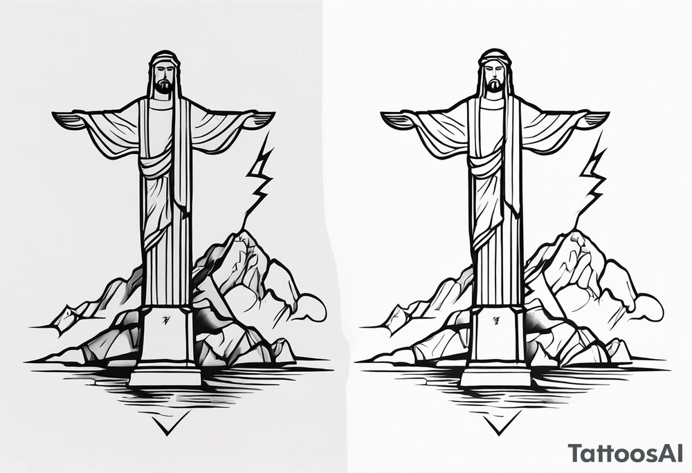 Christ the reedeemer with lightning tattoo idea