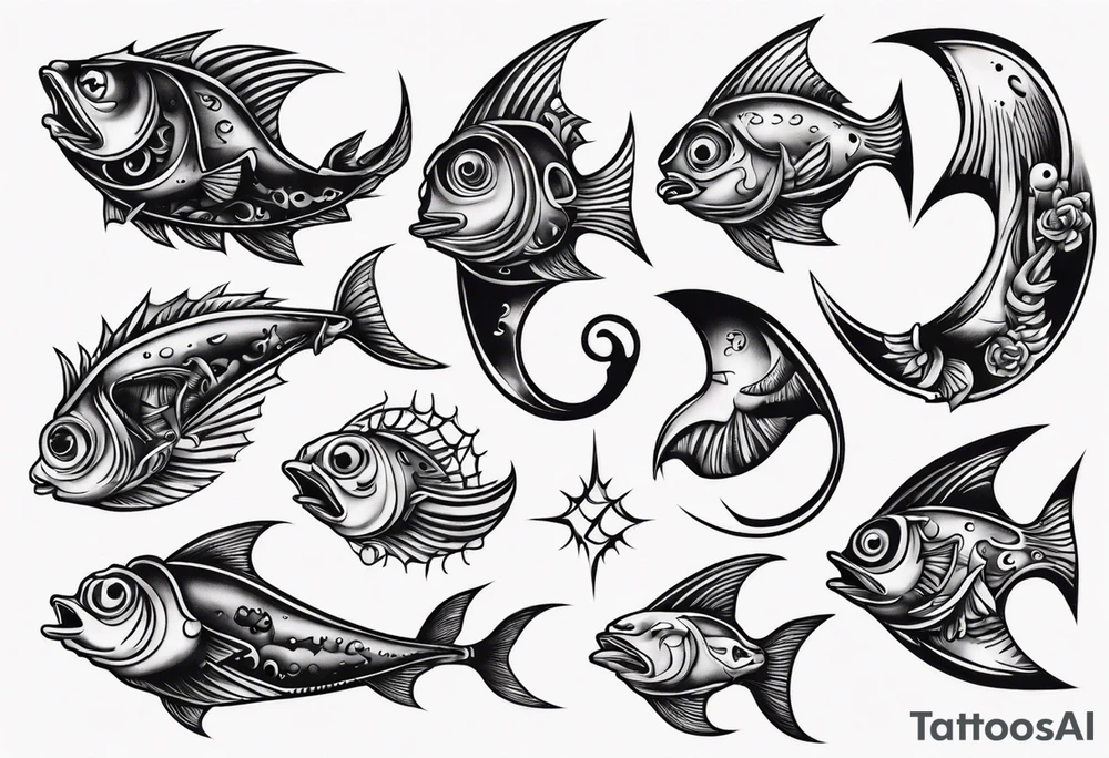 Fish hooks tattoo idea