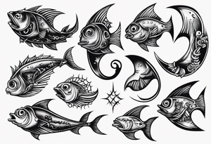 Fish hooks tattoo idea