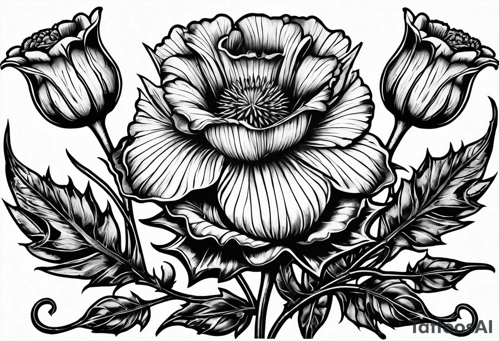 Scottish thistle, 4 leaf clover, Tudor rose tattoo idea Scottish thistle, 4 leaf clover, Tudor rose tattoo idea