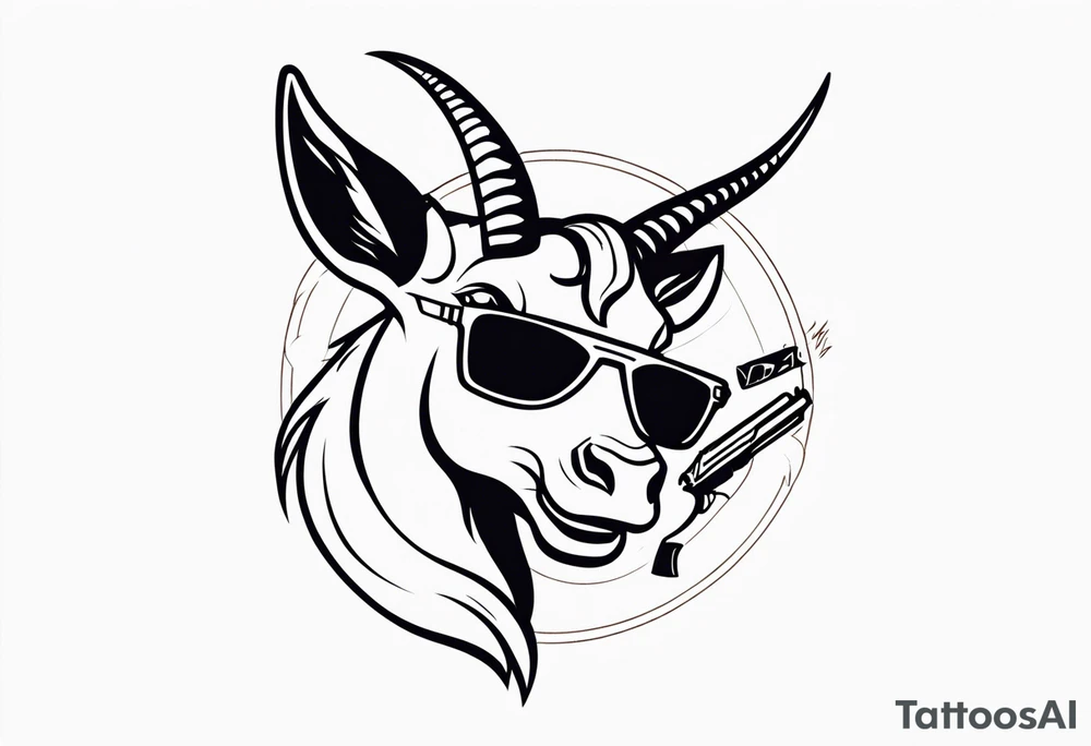 capricorn with sunglasses and a gun tattoo idea