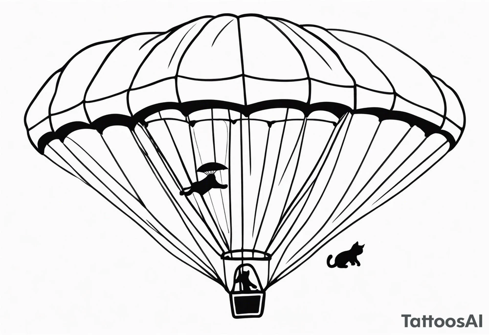 parachuting cat tattoo idea