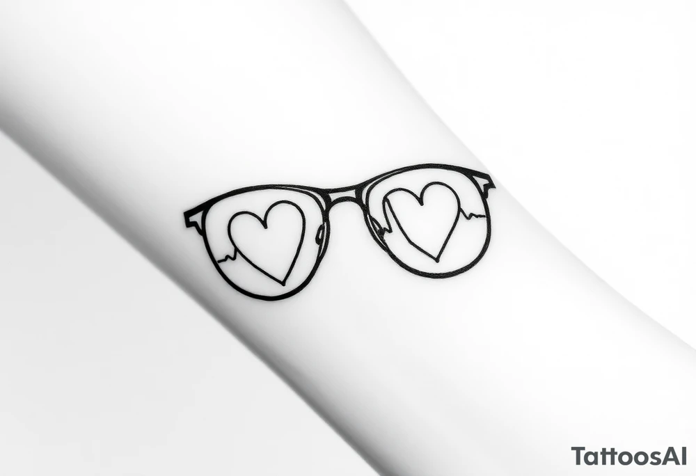 Glasses with heart lines running through them
A heartbeat-shaped line runs through the lenses of the glasses, symbolizing the importance of taking care of yourself and your eyes. tattoo idea