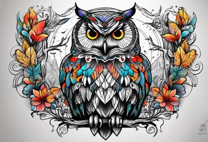 owl forest tattoo idea