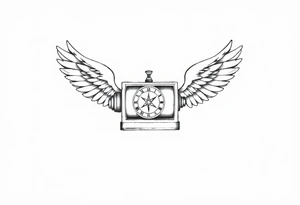 Slot machine with compass and clock with angel wings tattoo idea