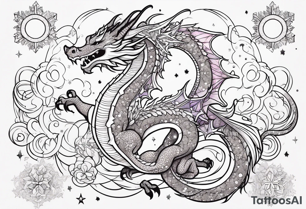 Constellation, dragon kawaii young ,snowflake tattoo idea