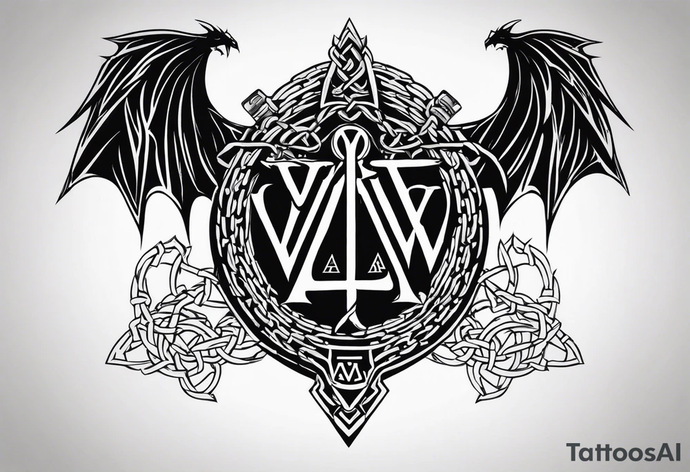 Valhalla sword shield dragon axe Valknut barbed wire chains tattoo idea Valhalla sword shield dragon axe Valknut barbed wire chains tattoo idea