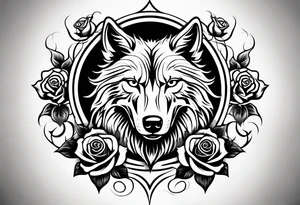 Rose with flames out of the top morphing into a wolf tattoo idea