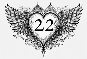A heart in the form of the number 22 with wings tattoo idea