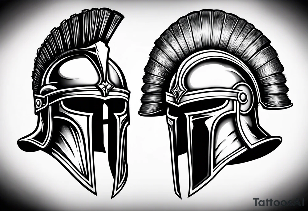 roman helmet vs spartan helmets tattoo idea