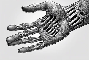 Hand of nurse reaching for skeleton hand. tattoo idea