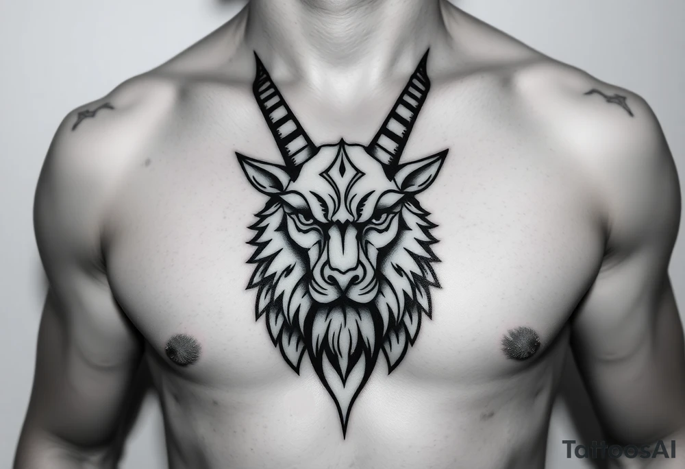 Capricorn head  10x15 cm 
Neutral face tattoo idea