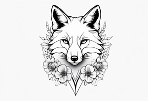fox, realistic, face, flowers tattoo idea