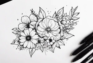 pen wrapped in flowers tattoo idea