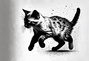 Cat kitten jumping full body tattoo idea