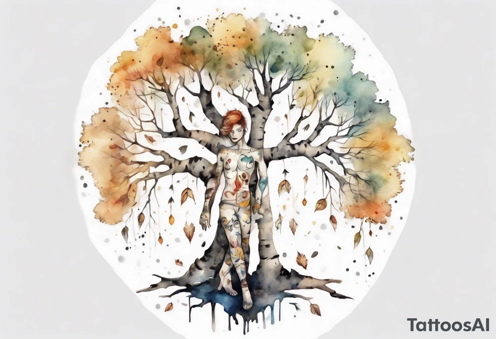 a birch tree shaped like a human tattoo idea