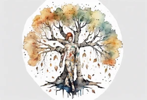 a birch tree shaped like a human tattoo idea