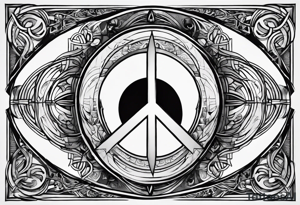 Crescent moon symbol, freedom symbol,  peace symbol, atheist symbol, Jedi symbol  all combined into one abstract tattoo idea