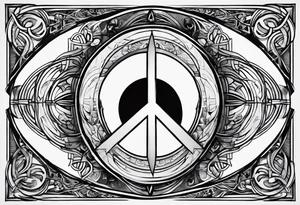 Crescent moon symbol, freedom symbol,  peace symbol, atheist symbol, Jedi symbol  all combined into one abstract tattoo idea