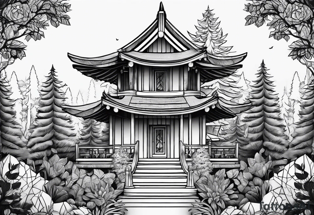 forest, lineswork tattoo idea